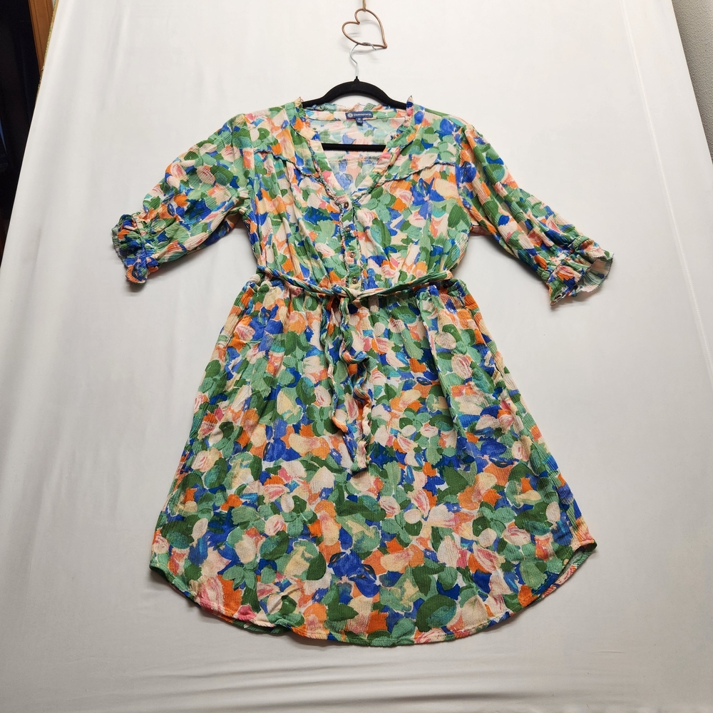 ⭐Democracy Lantern Sleeve Watercolor Floral Dress Festival Medium Travel Party